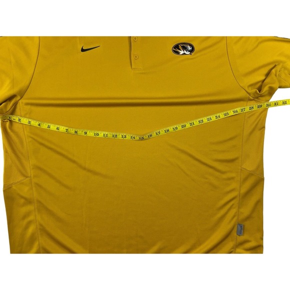 Nike Dri-Fit Men Yellow Short Sleeve Pullover Polo Sz 3XL Missouri Tigers Logo - Picture 3 of 7